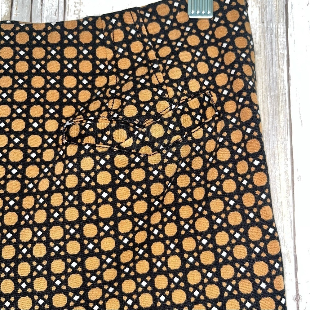 Anthropologie The Essential Slim Crop Pants Geo Motif Black Orange Size 2 - Picture 5 of 7